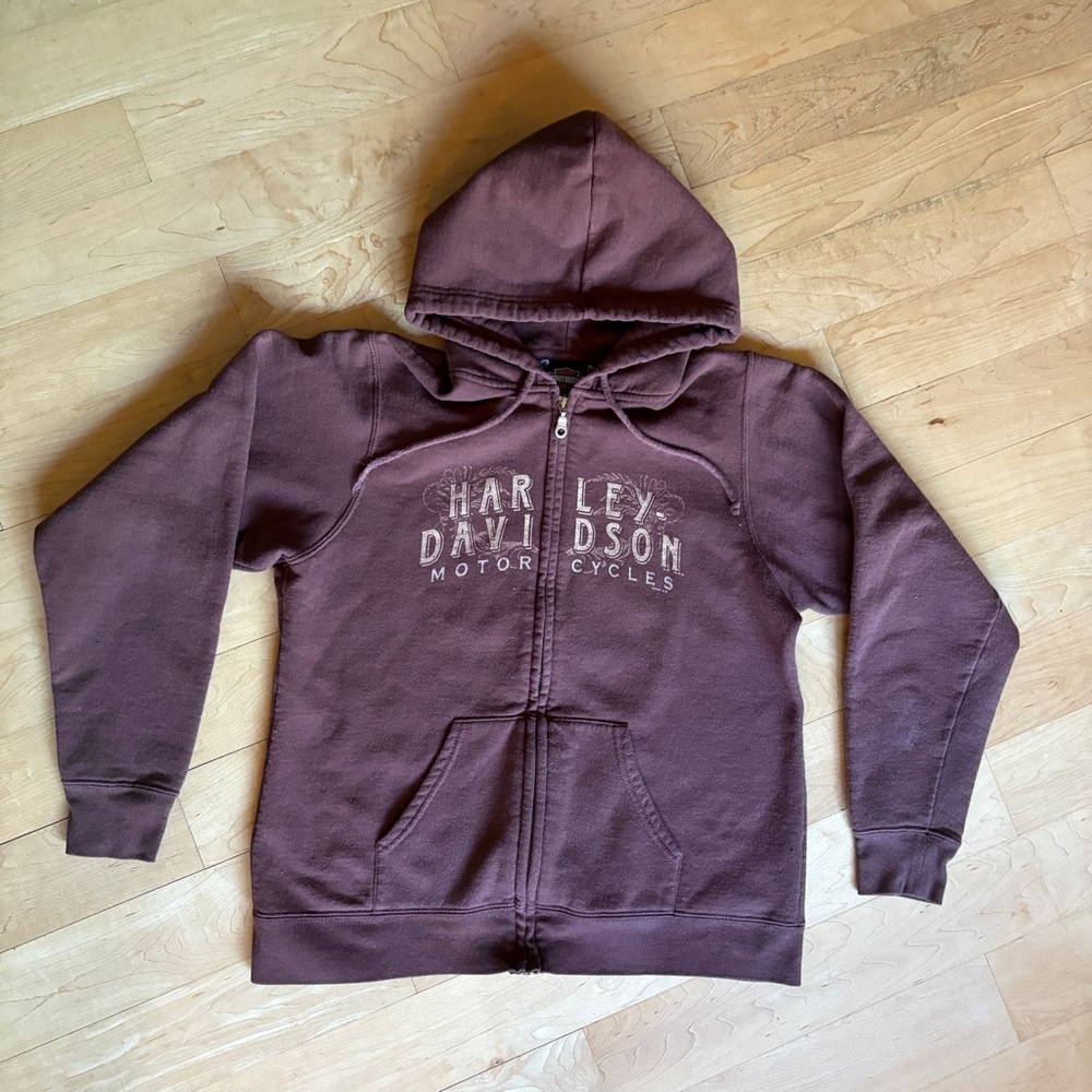 Women’s Harley-Davidson size medium brown zip up hoodie sweatshirt